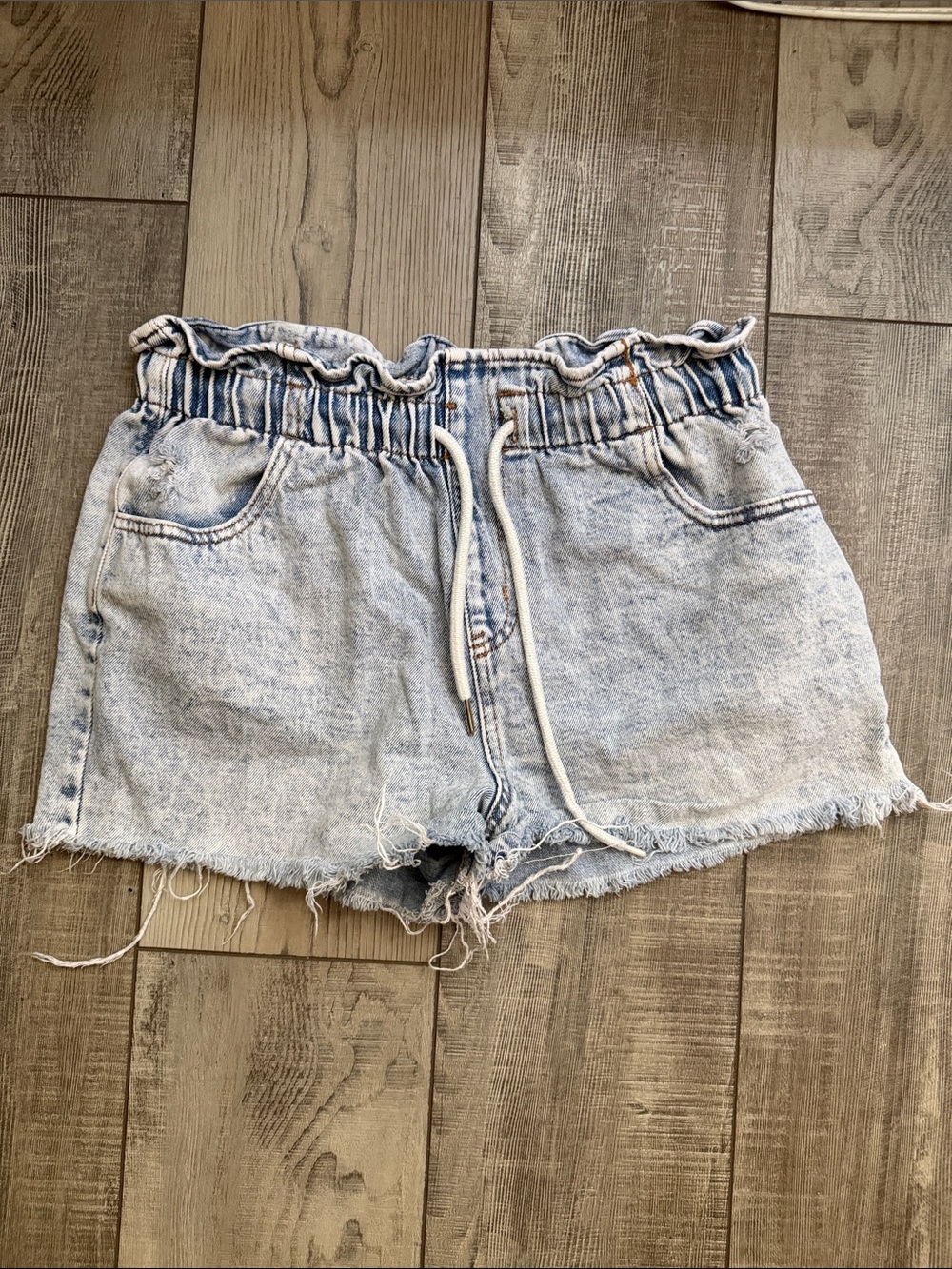 wild fable Light Blue Paperbag Waist Denim Shorts